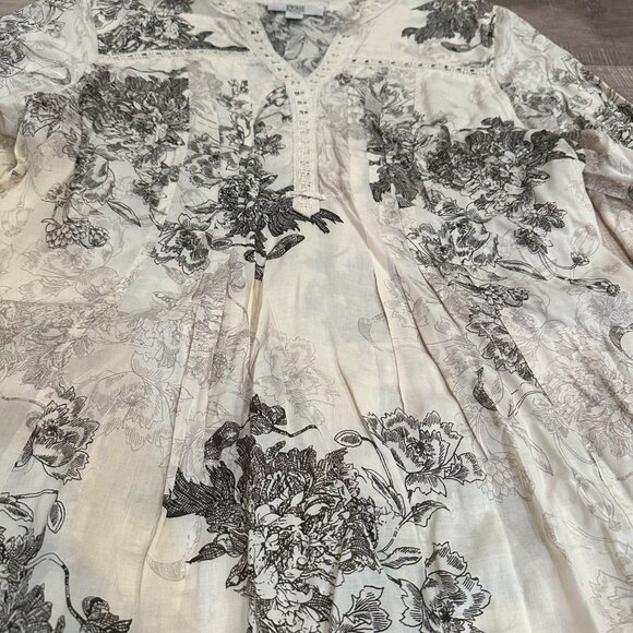 VINTAGE AMERICAN WOMENS XL CREAM TUNIC SHIRT BLOUSE - Picture 3 of 9